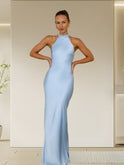 Women's Christmas Dress – Satin, High-Neck, Sleeveless