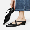 Mule Flats Pointed Toe Cross Strap