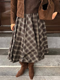 Women's Winter Midi Skirt – High-Waisted, Pleated, Plaid