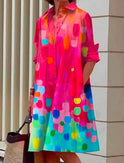 Women's Midi Shirt Dress – Button Front, Pockets, Relaxed Fit