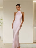 Women's Christmas Dress – Satin, High-Neck, Sleeveless