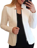 Women's Zip-Front Blazer – Split Collar, Stretch, Tailored Fit