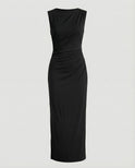 Women's Party Dress – Draped Maxi, Ruched Waist