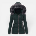 Women's Winter Puffer Jacket – Hooded, Faux Fur Trim