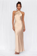 Women's Christmas Dress – Satin, High-Neck, Sleeveless