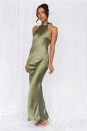 Women's Christmas Dress – Satin, High-Neck, Sleeveless