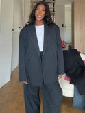 Women's Matching Set – Boxy Blazer, Wide-Leg Pants