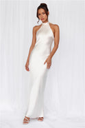 Women's Christmas Dress – Satin, High-Neck, Sleeveless