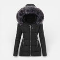 Women's Winter Puffer Jacket – Hooded, Faux Fur Trim