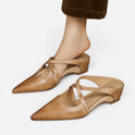 Mule Flats Pointed Toe Cross Strap
