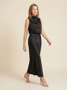 Olivienne | Sleeveless Draped High Neck Midi Dress 1