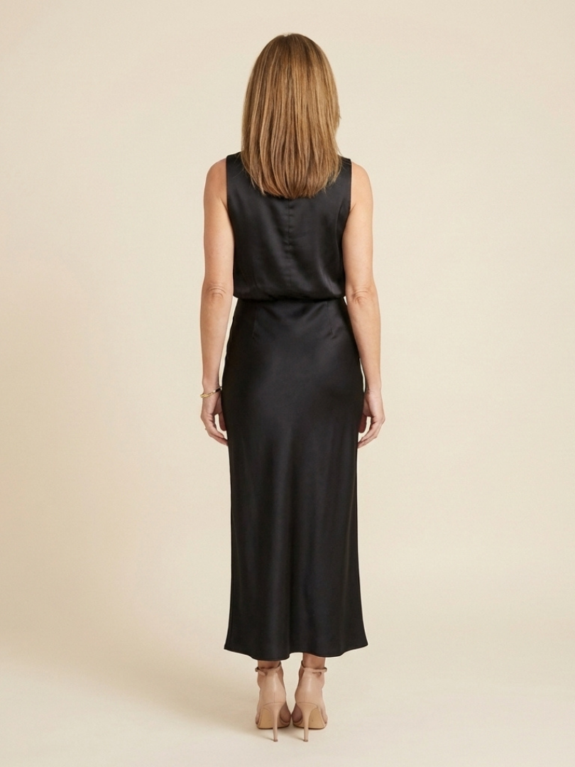 Olivienne | Sleeveless Draped High Neck Midi Dress 2