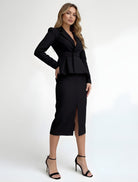 Peplum Blazer and Midi Skirt Set for Women 0