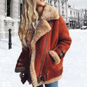Women's Winter Shearling Jacket – Fur Collar, Fleece-Lined