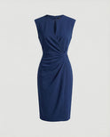 Women's Party Dress – Midi, Keyhole, Side Draping