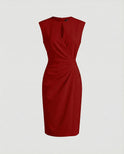 Women's Party Dress – Midi, Keyhole, Side Draping