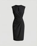Women's Party Dress – Midi, Keyhole, Side Draping