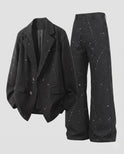 Men's Blazer and Pants Set – Splatter Print, Chain, Notch Lapel