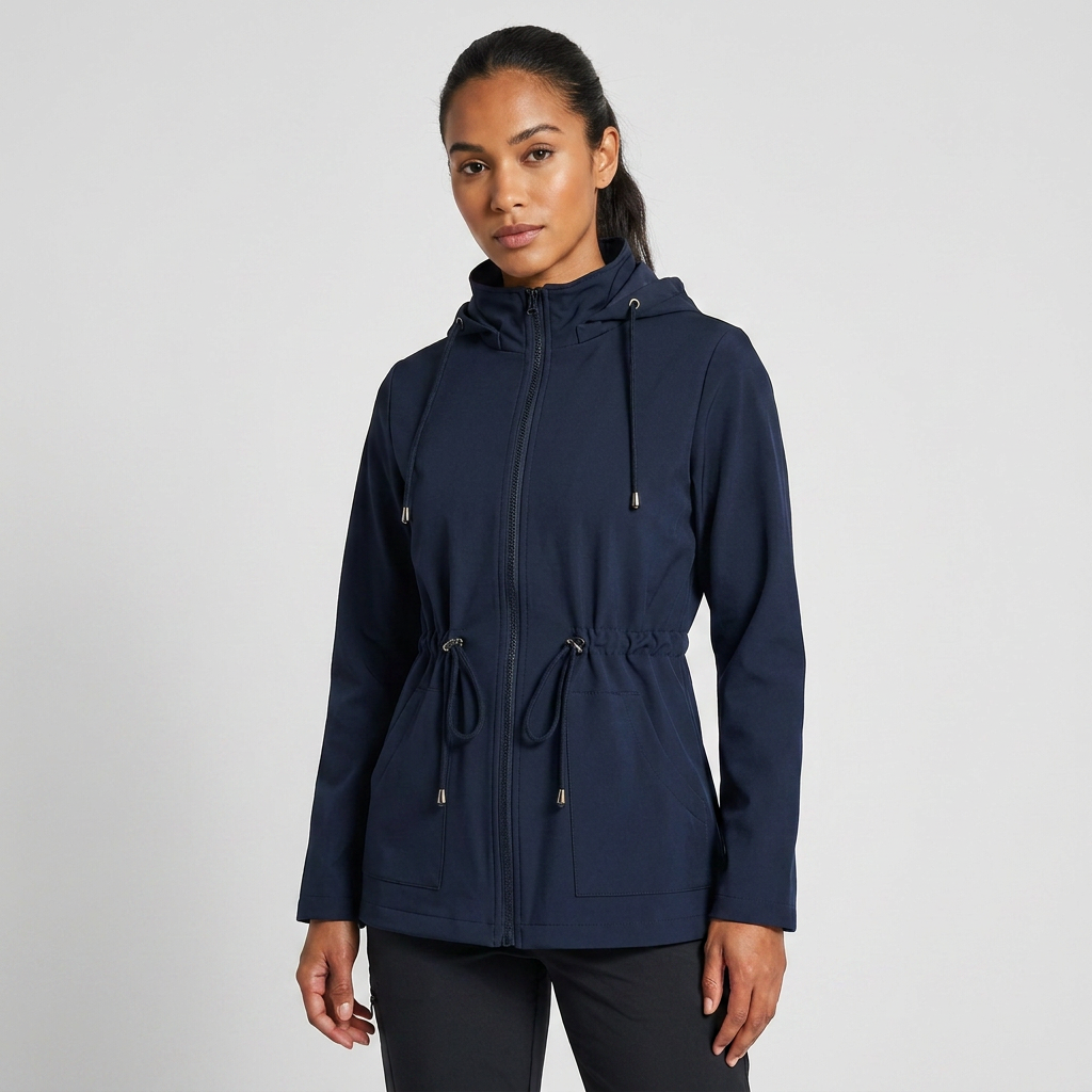 Qing - Casual Drawstring Waist Zip-Up Hooded Jacket 4