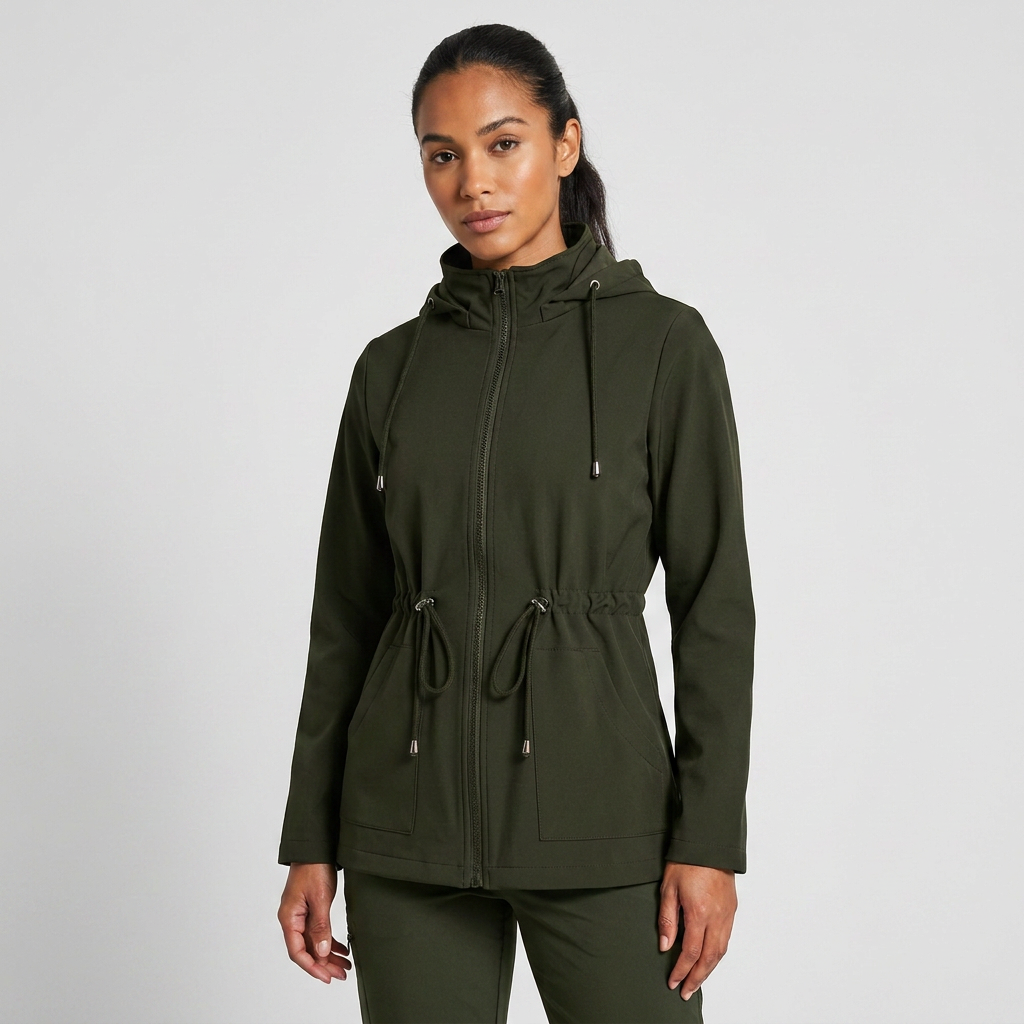 Qing - Casual Drawstring Waist Zip-Up Hooded Jacket 5