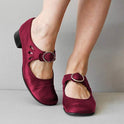 Women's Leather Mary Jane Shoes with Buckle Strap