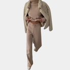 Ribbed Knit Wide Leg Set with Roll Neck for Women 6