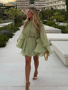 Rina Mini Dress | Retro, Long Ruffle Sleeves, Lightweight Polyester 1