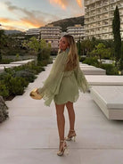 Rina Mini Dress | Retro, Long Ruffle Sleeves, Lightweight Polyester 2