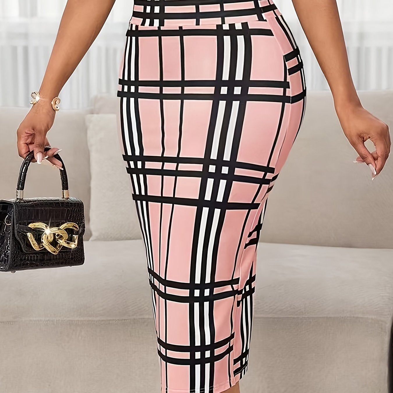 Rosa | Refined Plaid Pencil Skirt 9