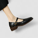 Women's Mary Jane Flats with Buckle and Brogue Detail