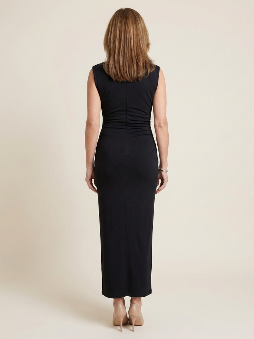 Sabine | Sleeveless Draped High Neck Midi Dress 3