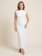 Sabine | Sleeveless Draped High Neck Midi Dress 4