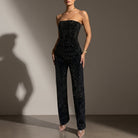 Salamanca Strapless Glitter Jumpsuit 0