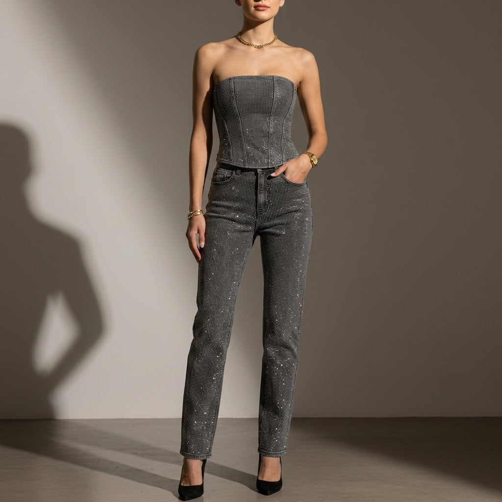 Salamanca Strapless Glitter Jumpsuit 3