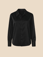 Satin Button-Down Shirt with Pointed Collar for Women 8