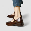 Women's Mary Jane Flats with Buckle and Brogue Detail