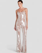 Sequin Flare Jumpsuit with Chain Straps and Belted Waist 5