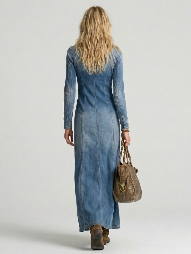 Sienna | Button Front Denim Maxi Dress 2