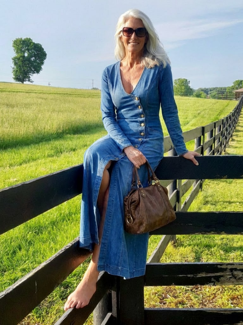 Sienna | Button Front Denim Maxi Dress 8