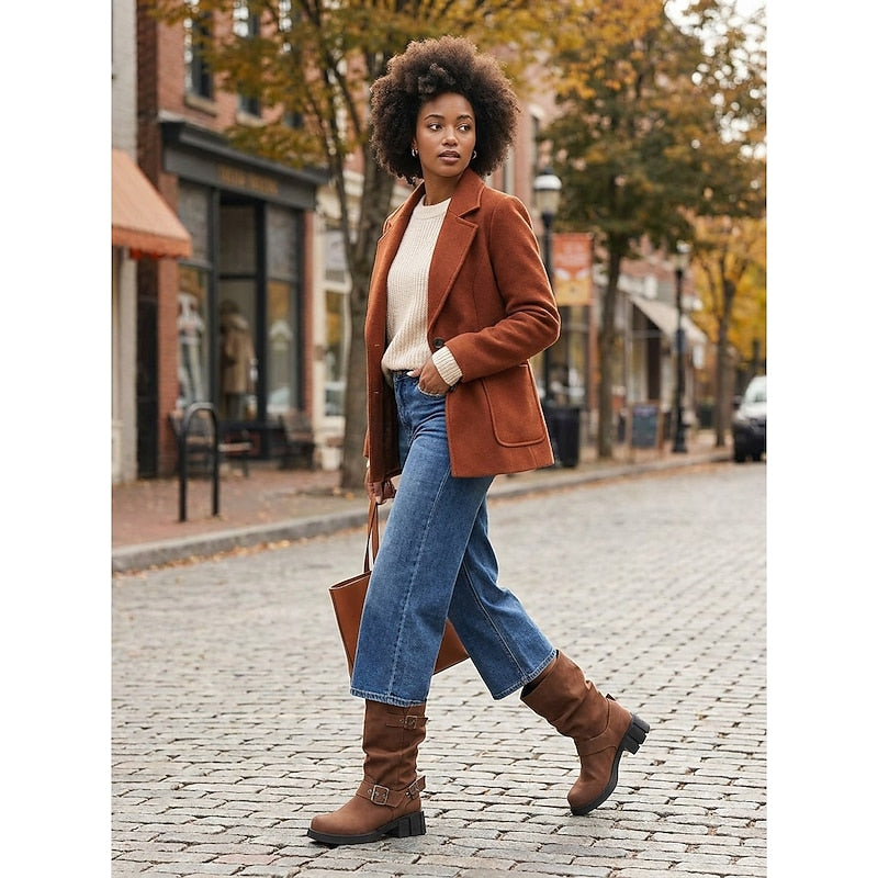 Sylvia | Buckle-Detail Mid-Calf Biker Boots 8