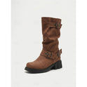 Sylvia | Buckle-Detail Mid-Calf Biker Boots 9