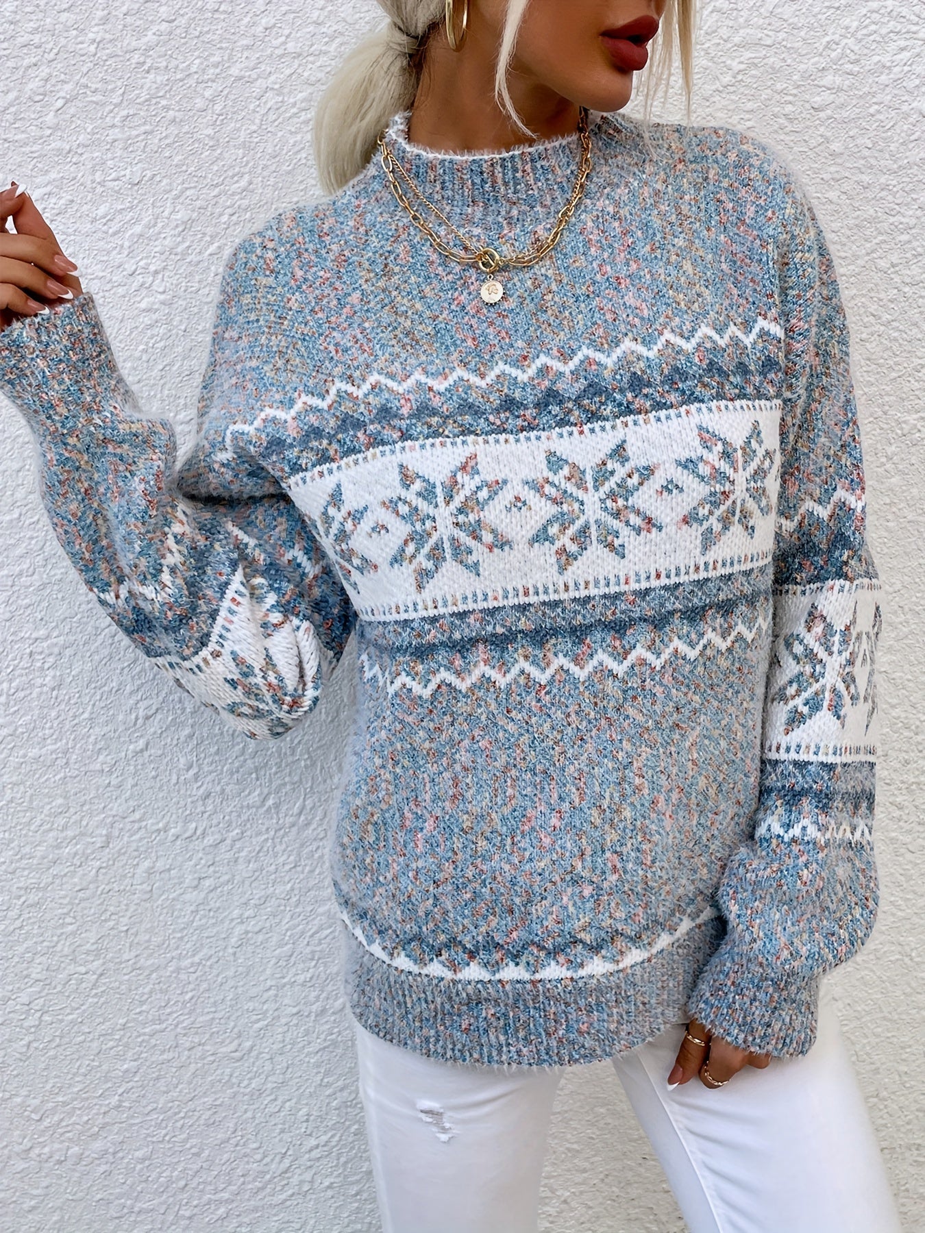 Tamsin | Cozy Snowflake Mock-Neck Sweater 4