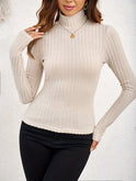 Thea | Ribbed High-Neck Long Sleeve Top 0