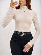 Thea | Ribbed High-Neck Long Sleeve Top 3