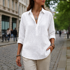 Trento Linen-Look Popover Blouse 0