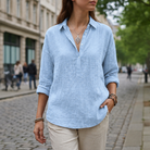 Trento Linen-Look Popover Blouse 2