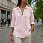 Trento Linen-Look Popover Blouse 3