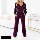 Velour Zip-Up Straight Leg Jogging Set for Women 3