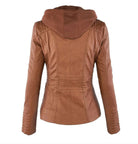 Victoria | Women's Hooded Faux Leather Moto Jacket Zip-Up 4