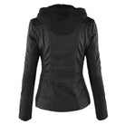 Victoria | Women's Hooded Faux Leather Moto Jacket Zip-Up 5